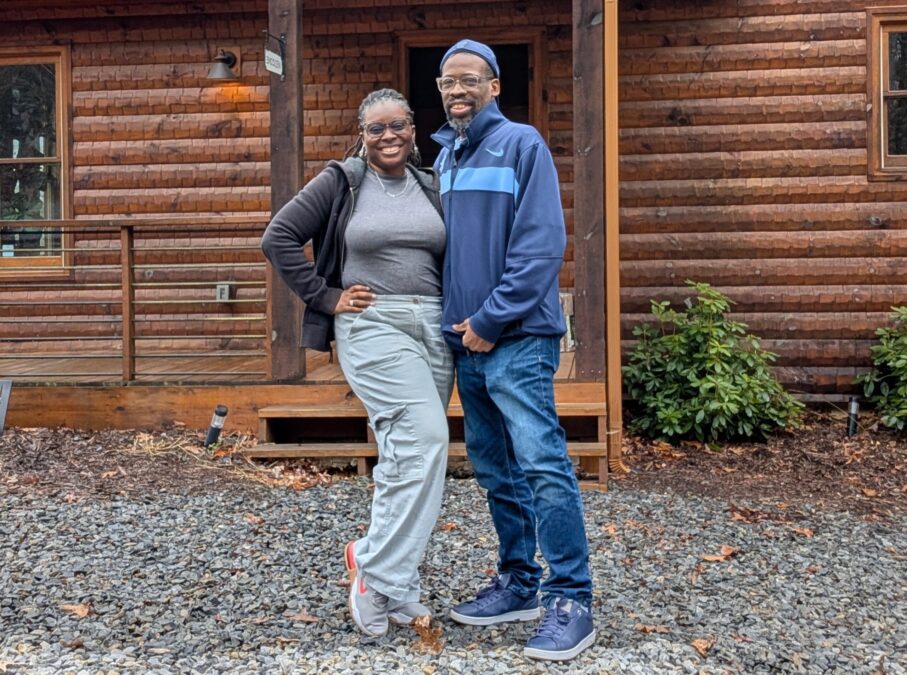 couple outside cabin, improving marital communication, ihearthatgirl.com