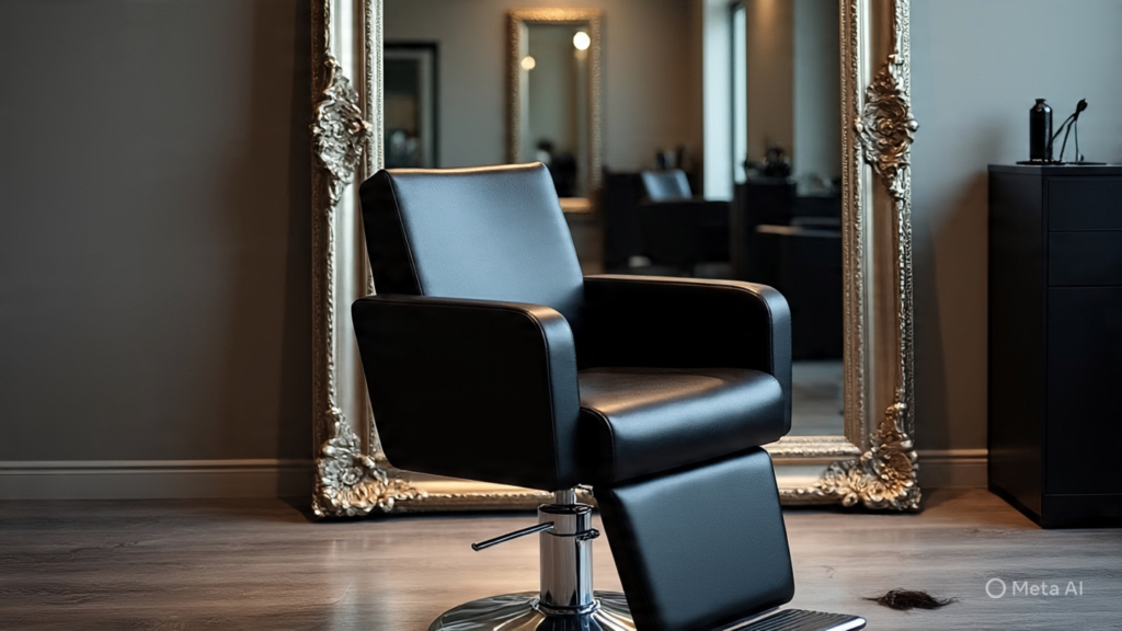 Empty salon chair symbolizing walking away from bad service.