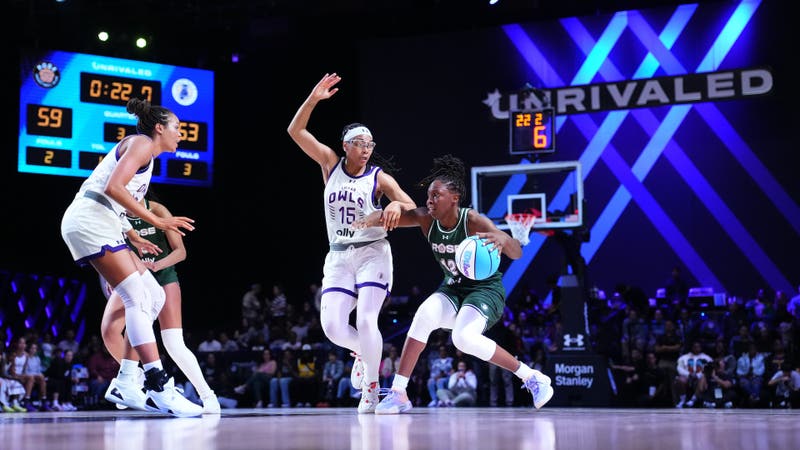 Unrivaled women’s basketball league players competing on the court.