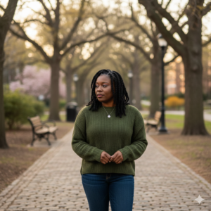 Black woman embracing stillness and awareness during a season of personal growth