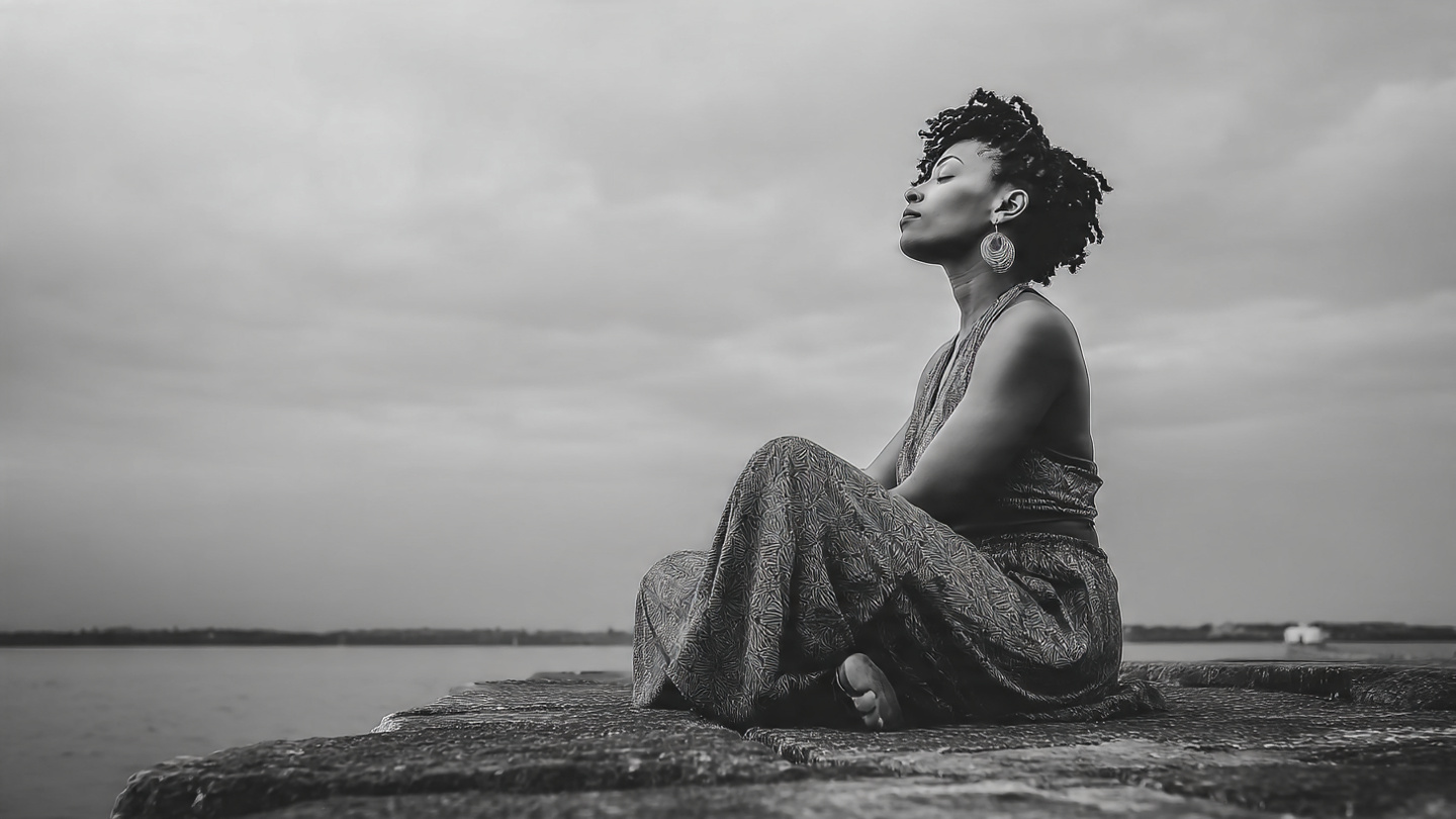 Black woman sitting dealing with imposter syndrome