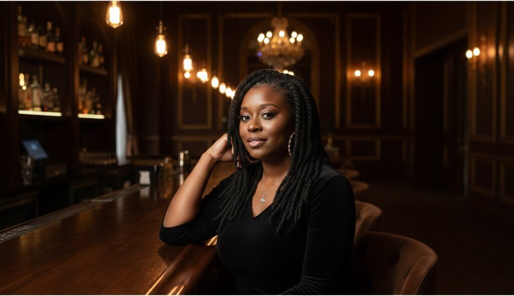 black woman at cocktail bar